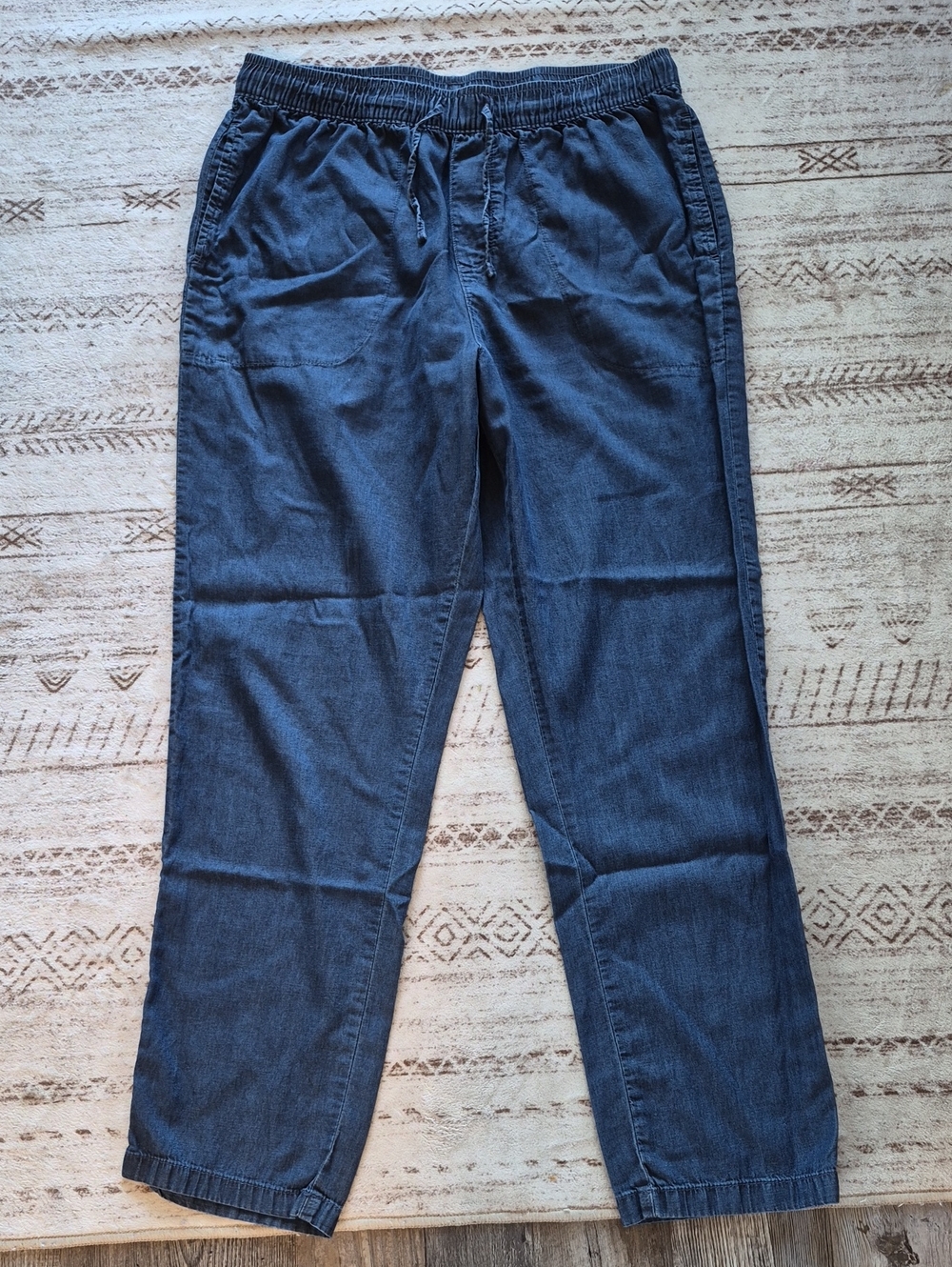 Women's Elastic-Waist Navy Blue Jogger Pants